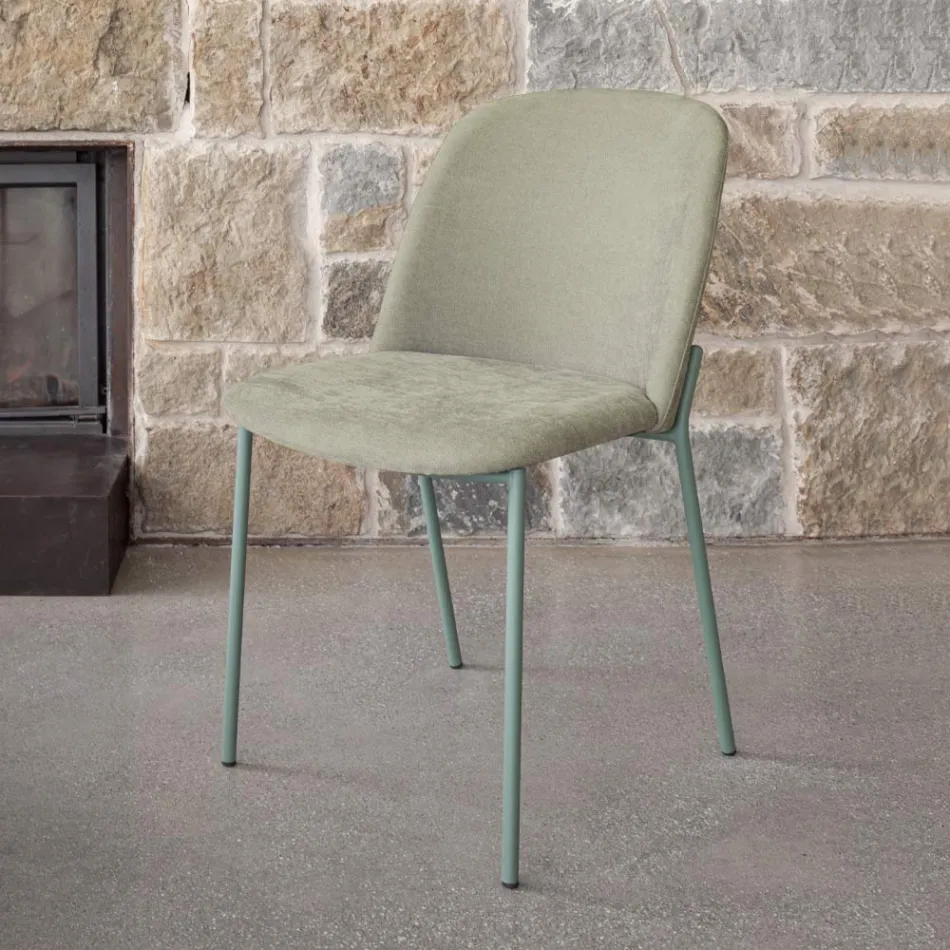 Set di 2 Sedie da Soggiorno in Tessuto e Metallo Made in Italy - Edera Viadurini