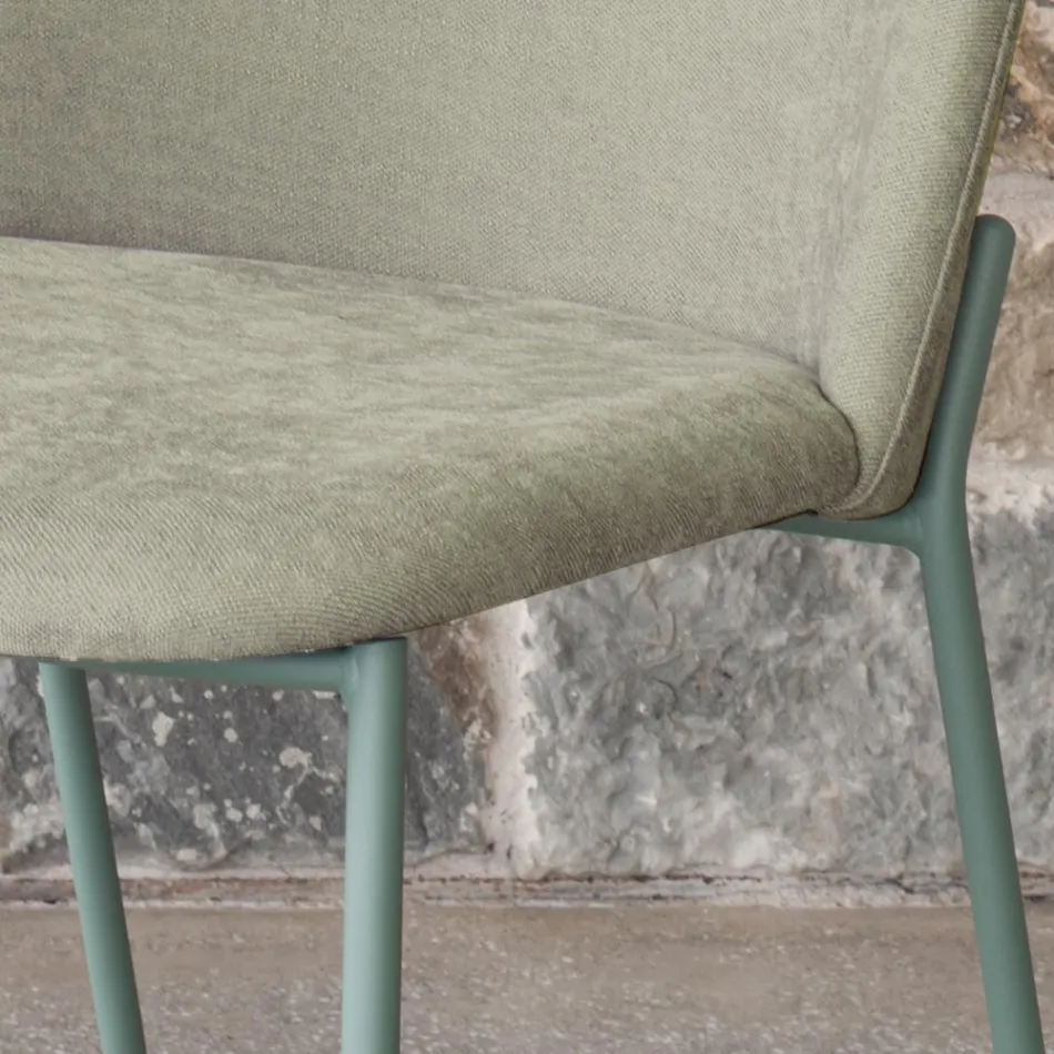 Set di 2 Sedie da Soggiorno in Tessuto e Metallo Made in Italy - Edera Viadurini