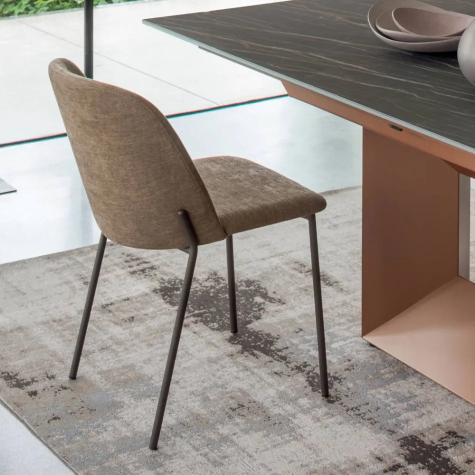 Set di 2 Sedie da Soggiorno in Tessuto e Metallo Made in Italy - Edera Viadurini