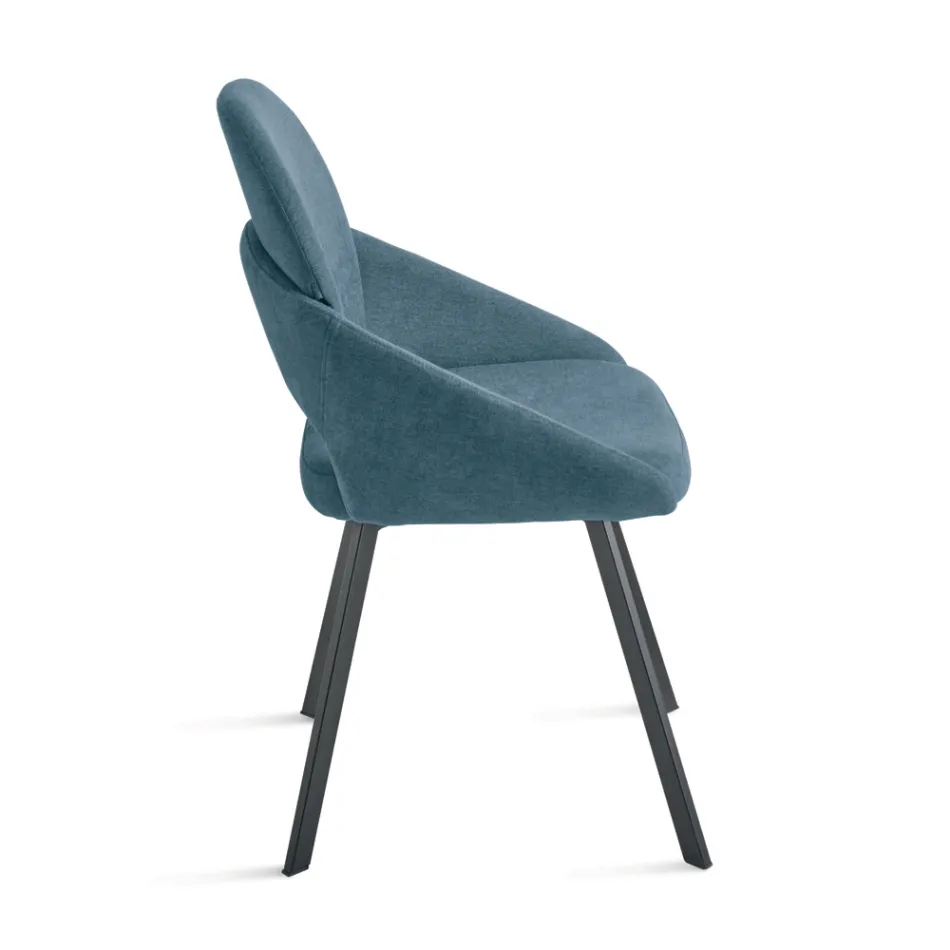 Set di 2 Sedie Imbottite in Tessuto Colorato e Struttura in Metallo - Damian Viadurini