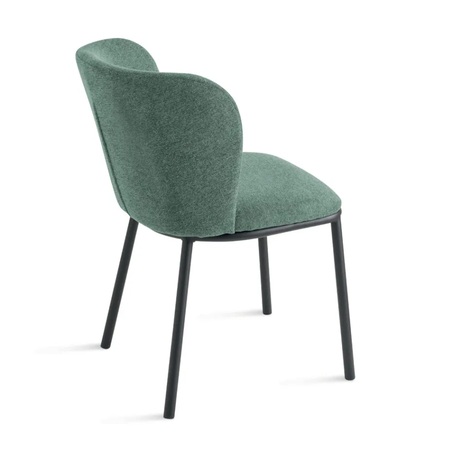 Set di 2 Sedie Imbottite in Tessuto con Struttura in Metallo Verniciato - Leandra Viadurini