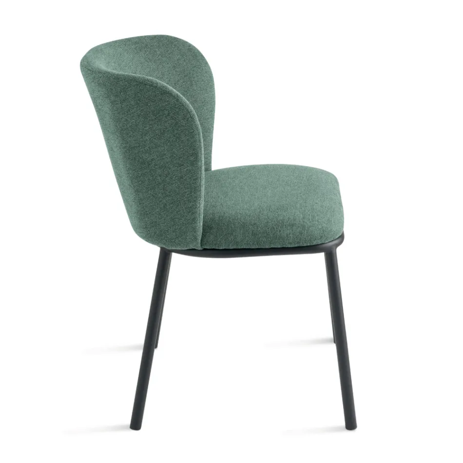 Set di 2 Sedie Imbottite in Tessuto con Struttura in Metallo Verniciato - Leandra Viadurini