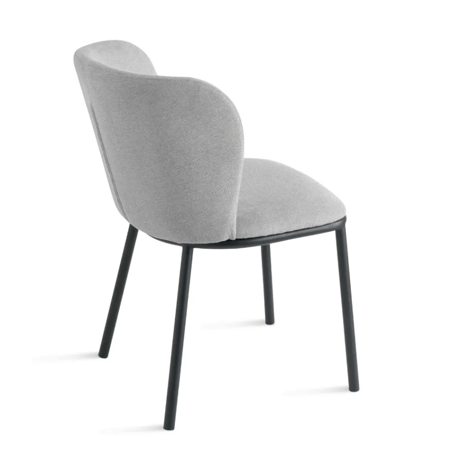 Set di 2 Sedie Imbottite in Tessuto con Struttura in Metallo Verniciato - Leandra Viadurini