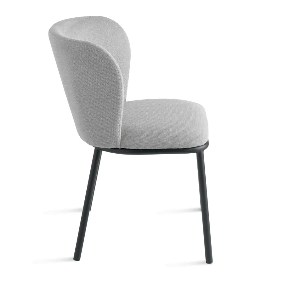 Set di 2 Sedie Imbottite in Tessuto con Struttura in Metallo Verniciato - Leandra Viadurini