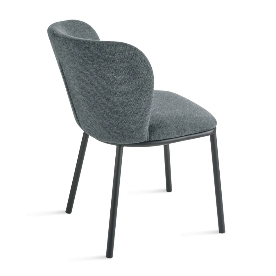 Set di 2 Sedie Imbottite in Tessuto con Struttura in Metallo Verniciato - Leandra Viadurini