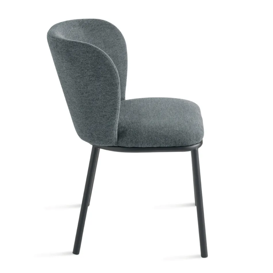 Set di 2 Sedie Imbottite in Tessuto con Struttura in Metallo Verniciato - Leandra Viadurini