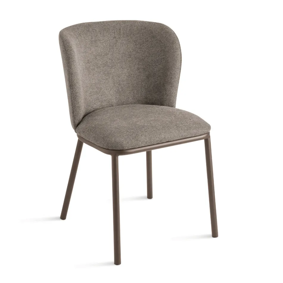 Set di 2 Sedie Imbottite in Tessuto con Struttura in Metallo Verniciato - Leandra Viadurini