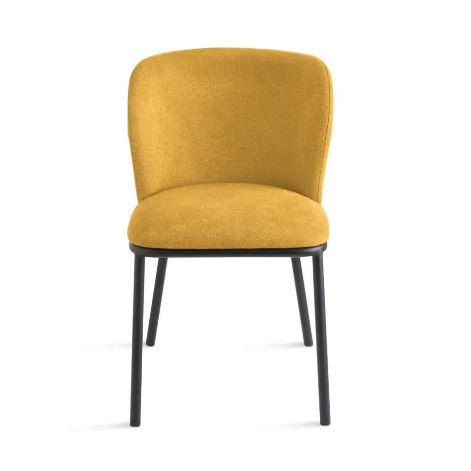 Set di 2 Sedie Imbottite in Tessuto con Struttura in Metallo Verniciato - Leandra Viadurini