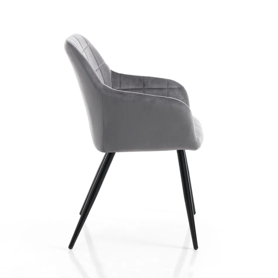 Set di 2 Sedie in Tessuto Effetto Velluto - Plutonio Viadurini