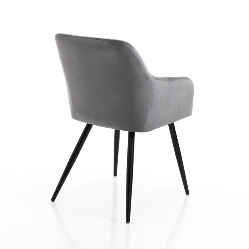 Set di 2 Sedie in Tessuto Effetto Velluto - Plutonio Viadurini