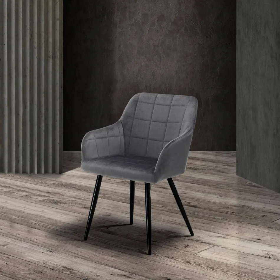 Set di 2 Sedie in Tessuto Effetto Velluto - Plutonio Viadurini