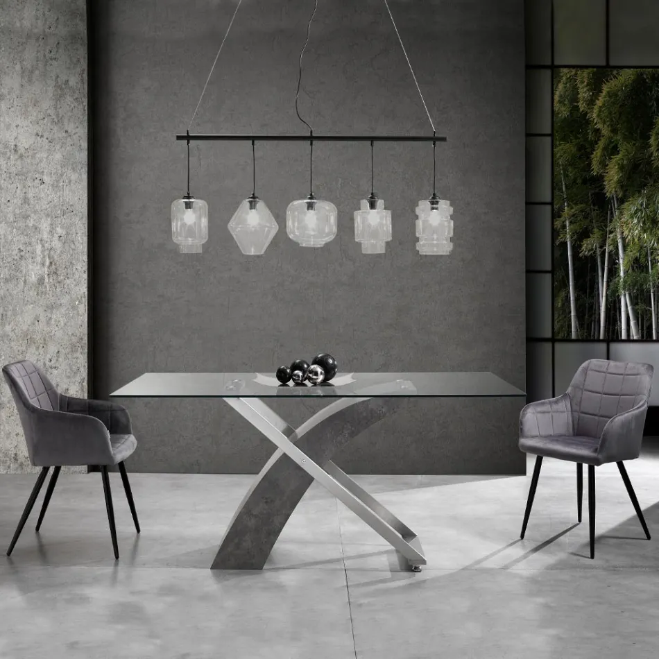 Set di 2 Sedie in Tessuto Effetto Velluto - Plutonio Viadurini