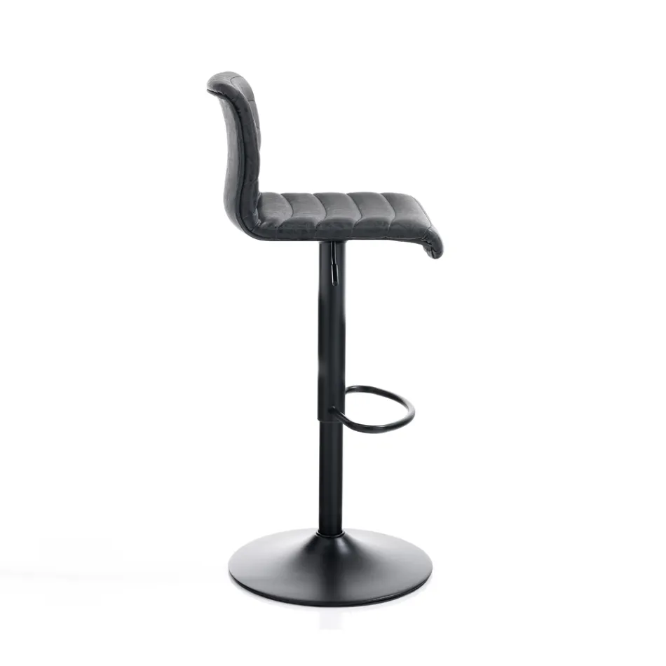 Set di 2 Sgabelli da Bar in Pelle Sintetica e Acciaio - Potassio Viadurini