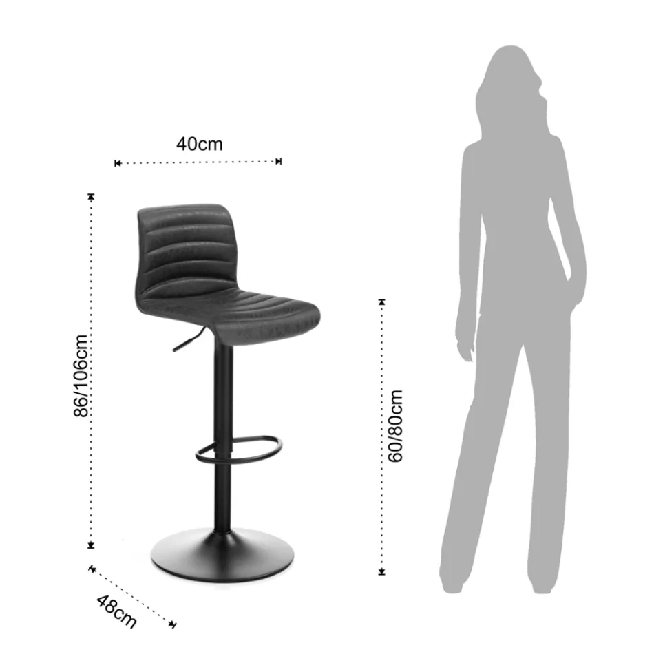 Set di 2 Sgabelli da Bar in Pelle Sintetica e Acciaio - Potassio Viadurini