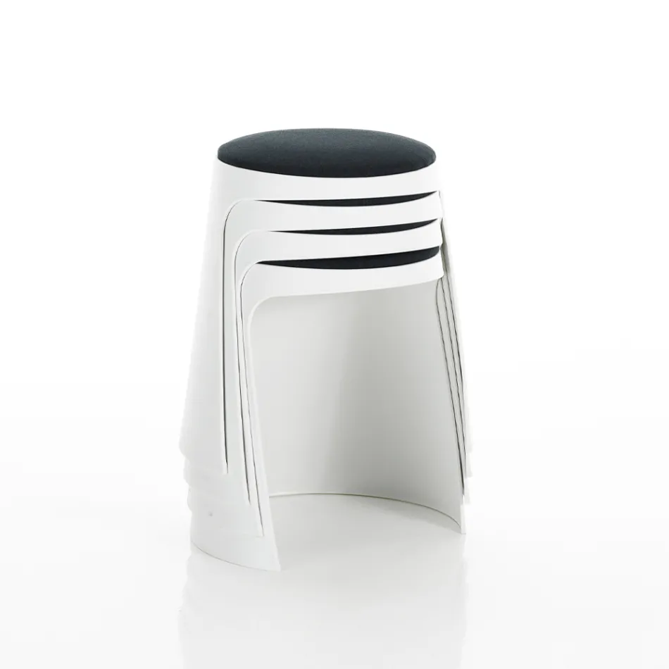 Set di 2 Sgabelli in Polipropilene e Seduta in Tessuto - Acciuga Viadurini