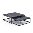 Set di 2 Tavolini in MDF Finitura Marmo - Osmio Viadurini