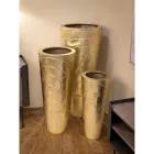 Set di 3 Vasi in Ferro Dorato con Decorazioni Circolari in Rilievo - Walter Viadurini