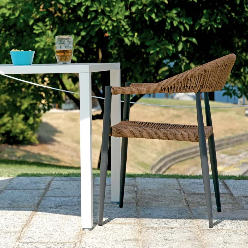 Set di 4 Poltrone in Alluminio e Twist Wicker Colorato - Tavira Viadurini