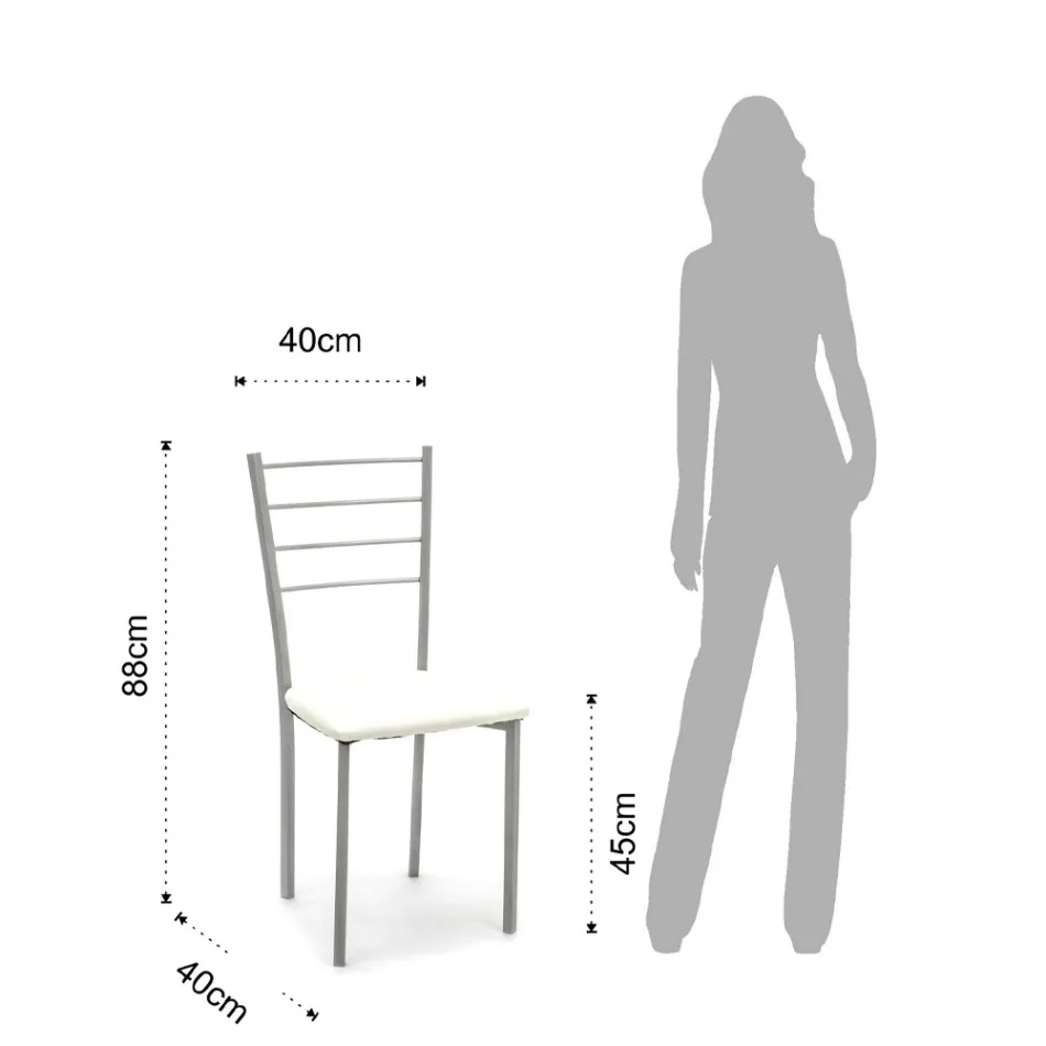 Set di 4 Sedie con Struttura in Metallo Verniciato Grigio - Galletto Viadurini