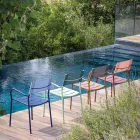 Set di 4 Sedie da Giardino in Metallo Zincato e Batyline - Prestigio Viadurini