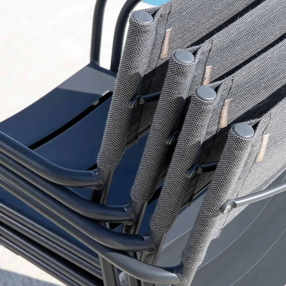 Set di 4 Sedie da Giardino in Metallo Zincato e Batyline - Prestigio Viadurini