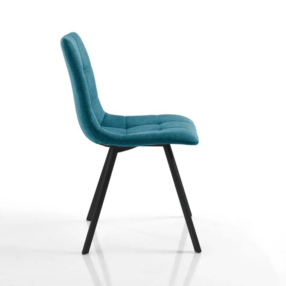 Set di 4 Sedie da Pranzo Imbottite e Rivestite in Tessuto - Chimera Viadurini