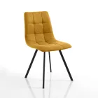 Set di 4 Sedie da Pranzo Imbottite e Rivestite in Tessuto - Chimera Viadurini