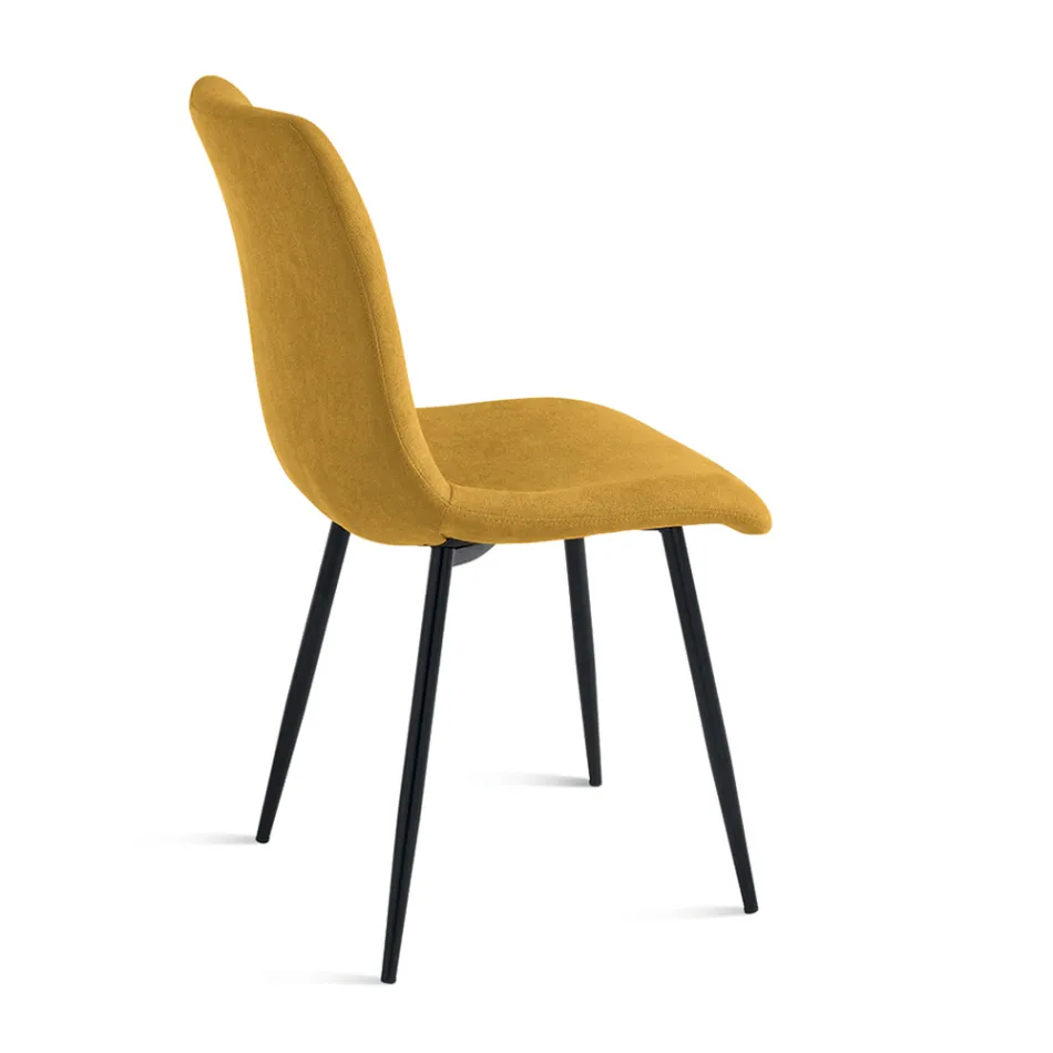 Set di 4 Sedie da Soggiorno in Tessuto Imbottito e Base in Metallo - Progetto Viadurini