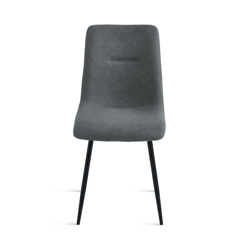 Set di 4 Sedie da Soggiorno in Tessuto Imbottito e Base in Metallo - Progetto Viadurini