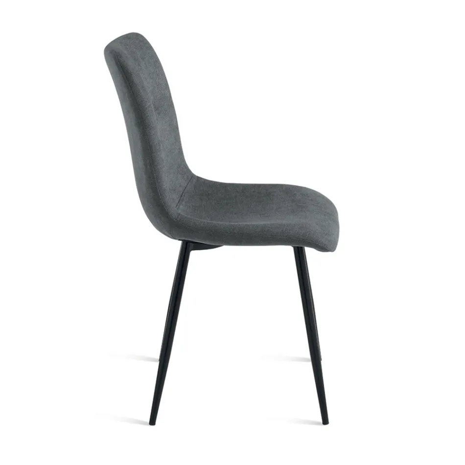 Set di 4 Sedie da Soggiorno in Tessuto Imbottito e Base in Metallo - Progetto Viadurini