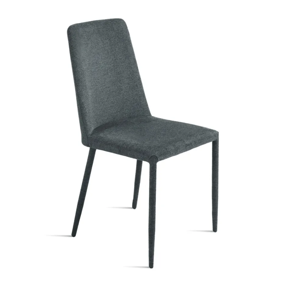 Set di 4 Sedie Imbottite in Tessuto Colorato e Struttura Rivestita - Luciana Viadurini