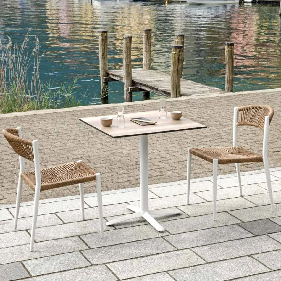 Set di 4 Sedie in Alluminio e Twist Wicker Colorato - Tavira Viadurini