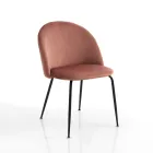 Set di 4 Sedie in Tessuto di Microfibra Effetto Velluto - Terbio Viadurini