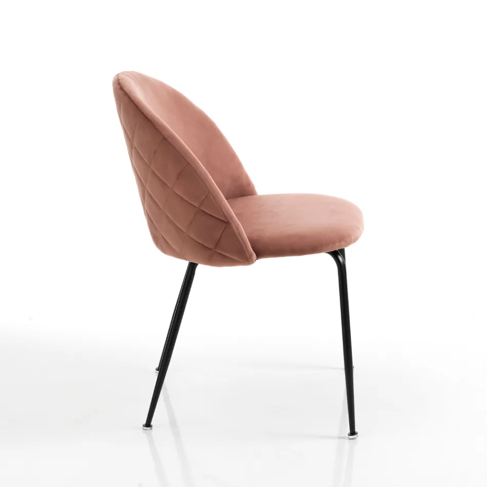 Set di 4 Sedie in Tessuto di Microfibra Effetto Velluto - Terbio Viadurini