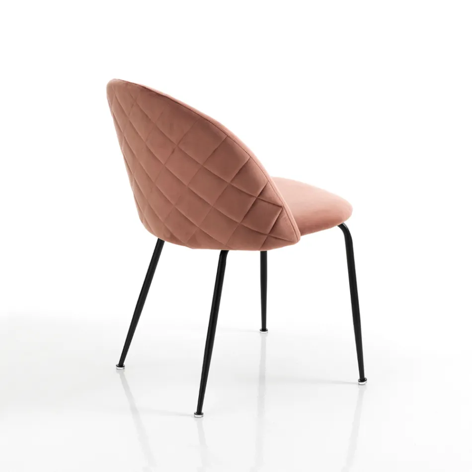 Set di 4 Sedie in Tessuto di Microfibra Effetto Velluto - Terbio Viadurini