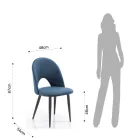 Set di 4 Sedie in Tessuto Effetto Velluto Blu - Dalmata Viadurini