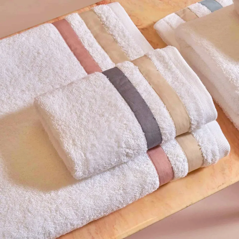 Set di Asciugamani Viso con Ospite in Spugna di Cotone con Doppia Balza - Serenity Viadurini
