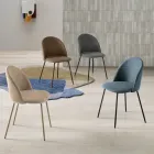 Set di Due Sedie in Metallo Verniciato e Tessuto Imbottito più Colori - Rivo Viadurini