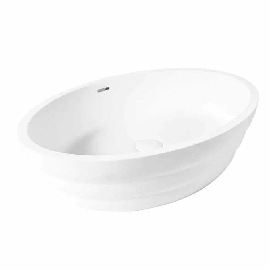 Set di mobili di design sospeso per bagno in teak listellare Poggio Viadurini