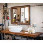 Set di mobili di design sospeso per bagno in teak listellare Poggio Viadurini