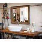 Set di mobili di design sospeso per bagno in teak listellare Poggio Viadurini