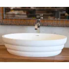 Set di mobili di design sospeso per bagno in teak listellare Poggio Viadurini