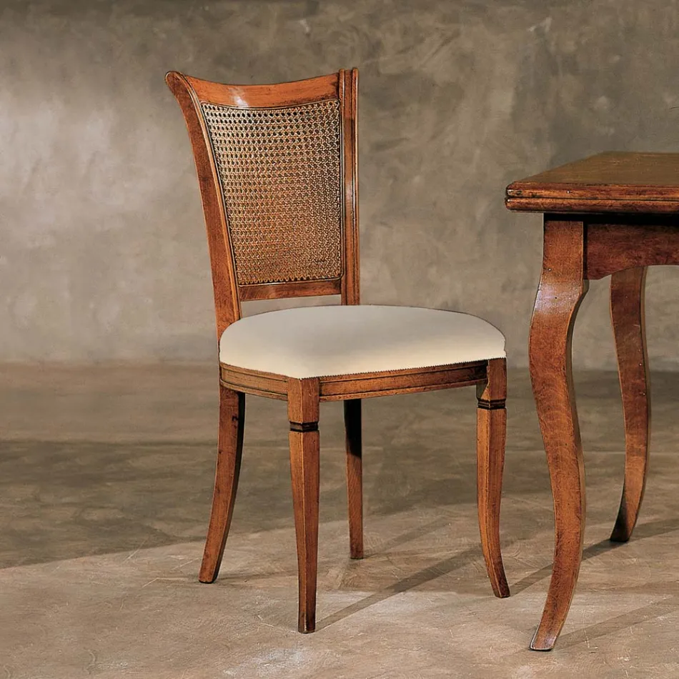 Set di Quattro Sedie in Legno Bassano e Tessuto Made in Italy - Ambra Viadurini