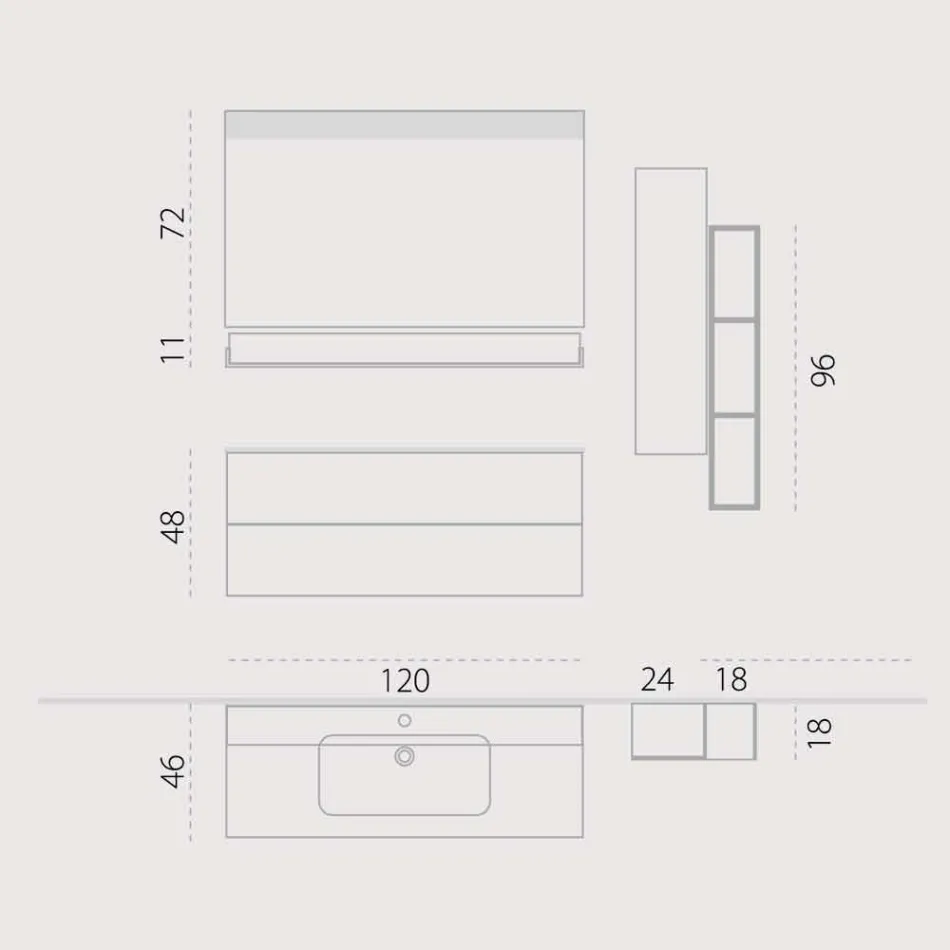 Set legno e Fenix mobili da bagno moderni sospensione made Italy Bari Viadurini