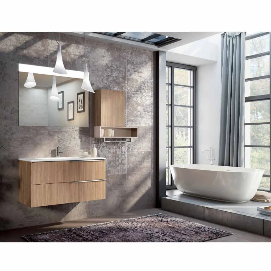 Set legno mobili a sospensione da bagno design fatto in Italia Cesena Viadurini