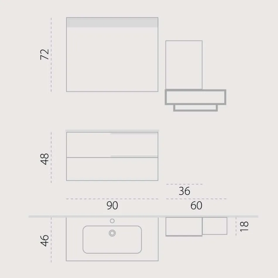 Set legno mobili a sospensione da bagno design fatto in Italia Cesena Viadurini