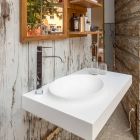 Set mobili sospesi da bagno di design moderno in solid surface Brusson Viadurini
