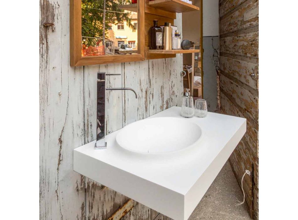 Set mobili sospesi da bagno di design moderno in solid surface Brusson Viadurini