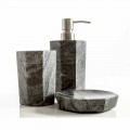 Set moderni accessori per bagno in marmo grigio venato Montafia