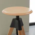 Sgabello a vite in faggio naturale e particolari in polipropilene Sit Viadurini